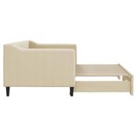Slaapbank met onderschuifbed 80x200 cm stof crèmekleurig - thumbnail
