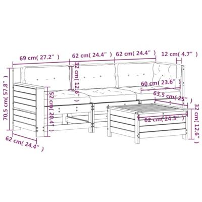 4-delige Loungeset massief grenenhout