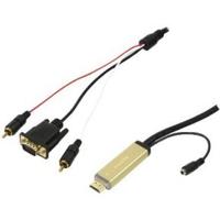 LogiLink CV0052A Adapter [1x HDMI-stekker - 1x VGA-stekker, Cinch-stekker] Goud, Zwart 2.00 m - thumbnail