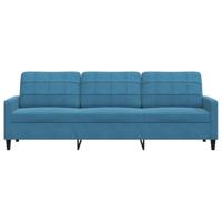 Driezitsbank 210 cm fluweel blauw - thumbnail