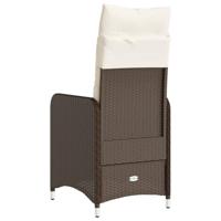 Tuinstoelen 2 st verstelbaar met kussens poly rattan bruin - thumbnail