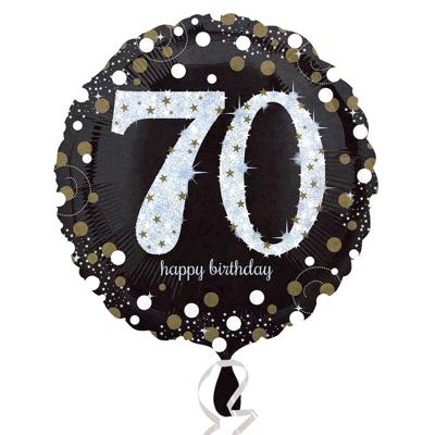 FolieBallon 70 jaar happy birthday sparkling gold 43cm
