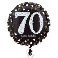 FolieBallon 70 jaar happy birthday sparkling gold 43cm - thumbnail