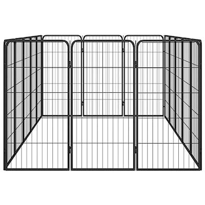 VidaXL Hondenkennel 16 panelen 50 x 100 cm gepoedercoat staal zwart VidaXL Hondenkennel 16 panelen 50 x 100 cm gepoedercoat staal zwart
