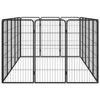 Hondenkennel 16 panelen 50 x 100 cm gepoedercoat staal zwart - thumbnail