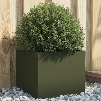 VidaXL Plantenbak 32x30x29 cm staal olijfgroen VidaXL Plantenbak 32x30x29 cm staal olijfgroen