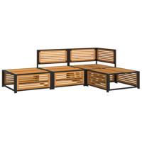 4-delige Loungeset met kussens massief acaciahout - thumbnail