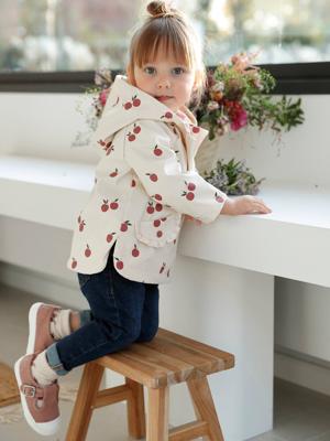 Regenjas met capuchon babymeisje ecru