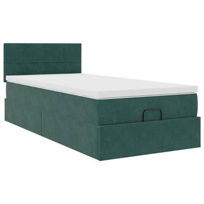 Ottoman bed met matras en LED's 90x190cm fluweel donkergroen