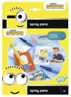 Minions sjabloon-set met blaaspennen 24,5 cm karton geel 8-delig - thumbnail