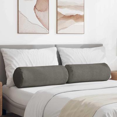 Bolster Kussens 2 pcs Lichtgrijs 25 x 70 cm Katoen Stof Bolster Kussens 2 pcs Lichtgrijs 25 x 70 cm Katoen Stof