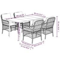 5-delige Tuinset met kussens poly rattan beige - thumbnail