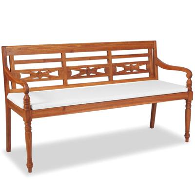 VidaXL Bank batavia met kussens 150 cm teakhout