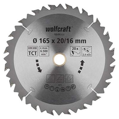 Wolfcraft Handcirkelzaagblad | HM | 20 Zähne | Ø165 x 20/16mm | 1 stuk - 6644000