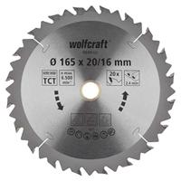 Wolfcraft Handcirkelzaagblad | HM | 20 Zähne | Ø165 x 20/16mm | 1 stuk - 6644000 - thumbnail