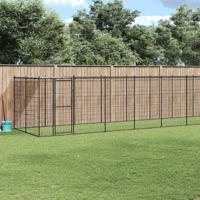 Hondenkennel met dak 21,78 m² staal - thumbnail