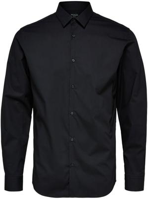 Selected Homme Heren Overhemd Poplin Stretch Zwart Slim Fit