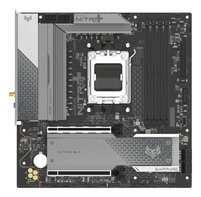 Sapphire 52123-01-40G Moederbord Socket AMD AM5 Vormfactor Micro-ATX Moederbord chipset AMD® B850 Sapphire 52123-01-40G Moederbord Socket AMD AM5 Vormfactor Micro-ATX Moederbord chipset AMD® B850