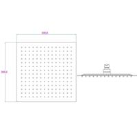 SUMBA hoofddouche, chroom antikalk nozzles supervlakke hoofddouche van roestvrij staal hoofddouche: ca. 30 x 30 cm ½" (Ø ca. 1,9 cm) aansluiting garantie: 5 jaar - thumbnail