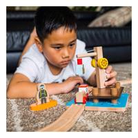 Bigjigs houten rails kraandok met duiker, 3dlg. - thumbnail