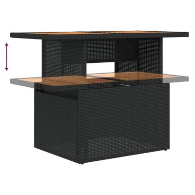 5-delige Loungeset met kussens poly rattan zwart - thumbnail