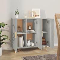 Dressoir 90x34x80 cm bewerkt hout betongrijs - thumbnail