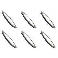 LED Downlight Slim 6 Pack - Inbouw Rond 6W - Dimbaar - Natuurlijk Wit 4200K - Mat Zwart Aluminium - Ø120mm - thumbnail
