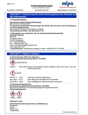 Mipa 1k epoxy primer spray 400
