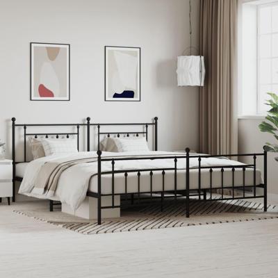 Bedframe met hoofd- en voeteneinde metaal zwart 193x203 cm
