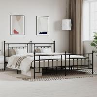 Bedframe met hoofd- en voeteneinde metaal zwart 193x203 cm - thumbnail