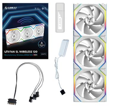 Lian Li Lian Li UNI FAN SL Wireless ARGB PWM Lüfter, 3er-Pack inkl. Controller - 120 mm PC-ventilator Wit (b x h x d) 120 x 124.5 x 28 mm Lian Li Lian Li UNI FAN SL Wireless ARGB PWM Lüfter, 3er-Pack inkl. Controller - 120 mm PC-ventilator Wit (b x h x d) 120 x 124.5 x 28 mm