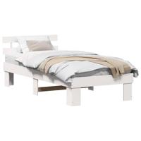 Bedframe met hoofdeinde Wit 90 x 200 cm Massief grenenhout - thumbnail