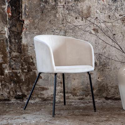 Nohr Eetkamerstoel 'Karna' Velvet, kleur Crème