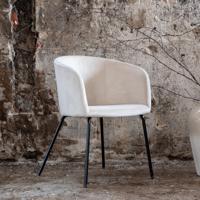 Nohr Eetkamerstoel 'Karna' Velvet, kleur Crème - thumbnail