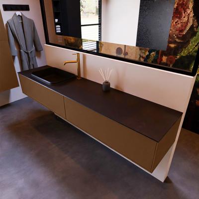 Badkamermeubelset Mondiaz Erin 200 cm met 2 Lades met RIDGE Wastafel Links Urban met 1 kraangat Greeploos Mat Rust Badkamermeubelset Mondiaz Erin 200 cm met 2 Lades met RIDGE Wastafel Links Urban met 1 kraangat Greeploos Mat Rust