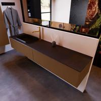 Badkamermeubelset Mondiaz Erin 200 cm met 2 Lades met RIDGE Wastafel Links Urban met 1 kraangat Greeploos Mat Rust - thumbnail