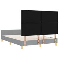 Bedframe met hoofdeinde Lichtgrijs 140 x 190 cm Stof - thumbnail