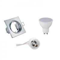 GU10 Inbouwspot Set - Glans Chroom - Inbouw Vierkant - Kantelbaar - Trion - 4W - Helder/Koud Wit 6400K - 80mm - thumbnail