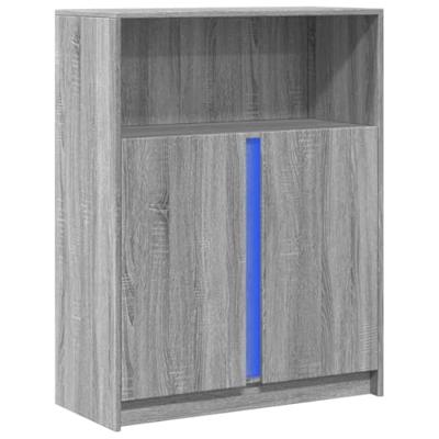 Dressoir met LED 77x34x100 cm bewerkt hout grijs sonoma eiken Dressoir met LED 77x34x100 cm bewerkt hout grijs sonoma eiken