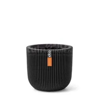 Pot bol groove d17h15cm zwart - thumbnail