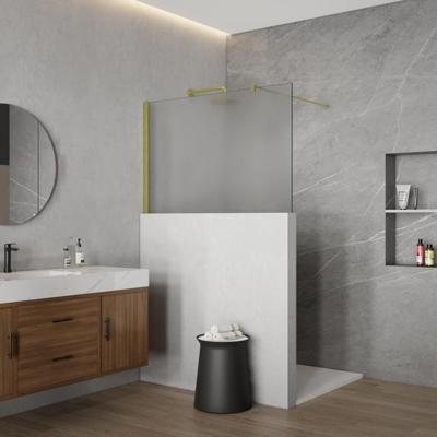 Fortifura Galeria Halfhoge Inloopdouche - 120x80cm - mat glas - 8mm - nano - met profiel en stabilisatiestang - Geborsteld Messing PVD (Goud) SW1235441 SW797910