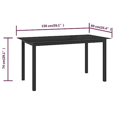 Tuintafel 150x90x74 cm aluminium en glas zwart Tuintafel 150x90x74 cm aluminium en glas zwart