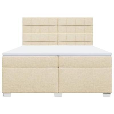 Boxspring met matras stof crèmekleurig 200x200 cm