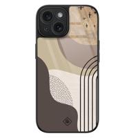 iPhone 15 glazen hardcase - Abstract almond - thumbnail