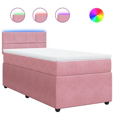 Boxspring met matras fluweel roze 200x200 cm