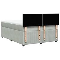 Boxspring met matras fluweel lichtgrijs 140x200 cm - thumbnail