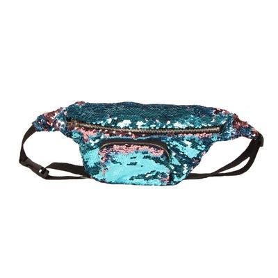 Pailletten taille tas dubbele kleur make-up tas zeemeermin portemonnees borst pack vrouwen meisje reizen mobiele telefoon tas (blauw)