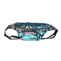 Pailletten taille tas dubbele kleur make-up tas zeemeermin portemonnees borst pack vrouwen meisje reizen mobiele telefoon tas (blauw) - thumbnail