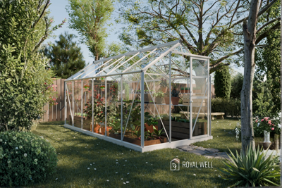 Royal Well Mary IV aluminium tuinkas 212x430 cm wit- - Veiligheidsglas- Royal Well