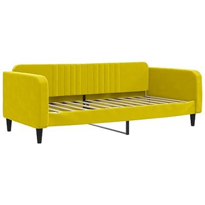 Slaapbank 90x200 cm fluweel geel